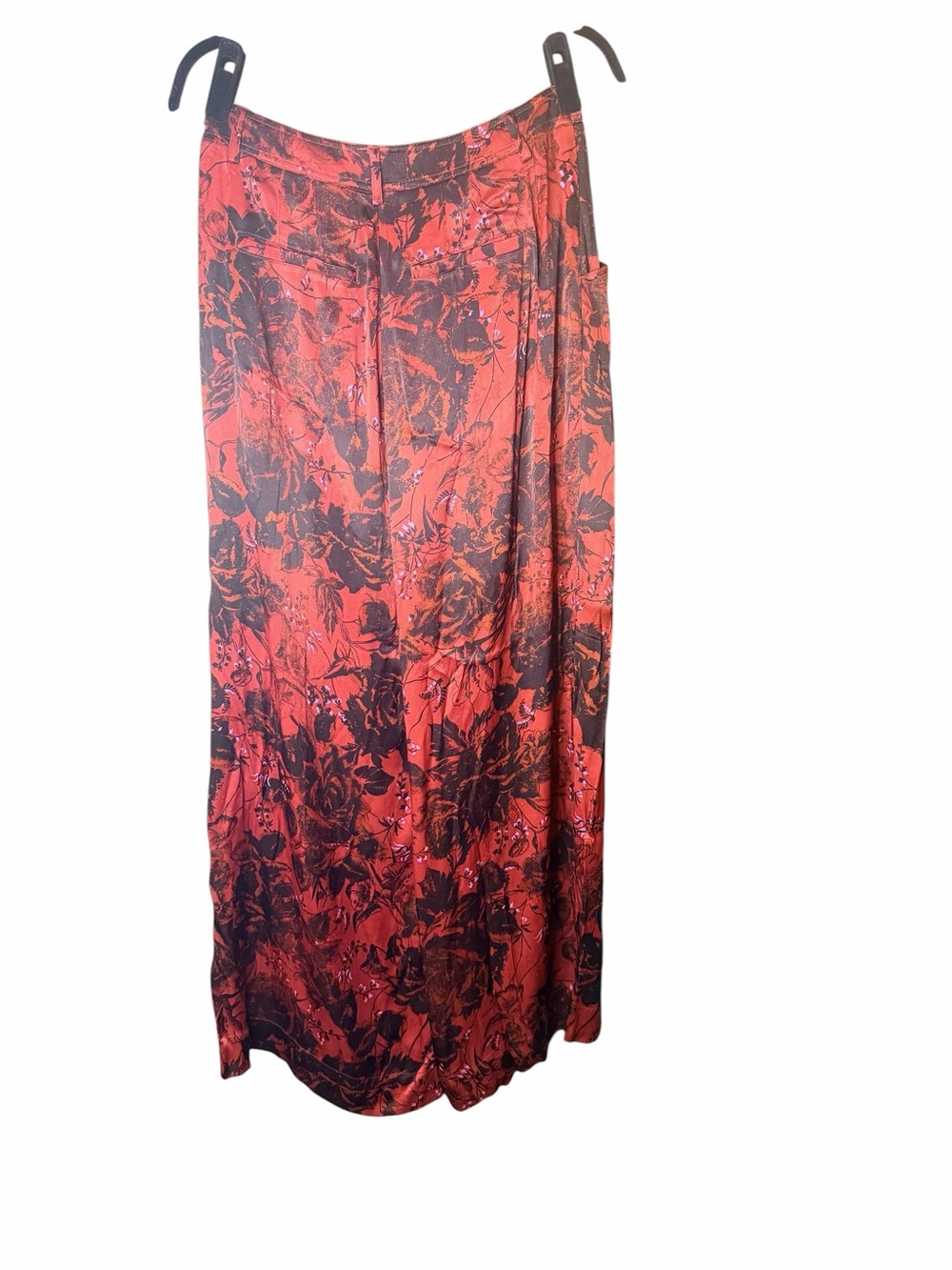 Anthropologie Floral Wide Leg Trousers Red Black Viscose Boho Pants 4 - Picture 4 of 11